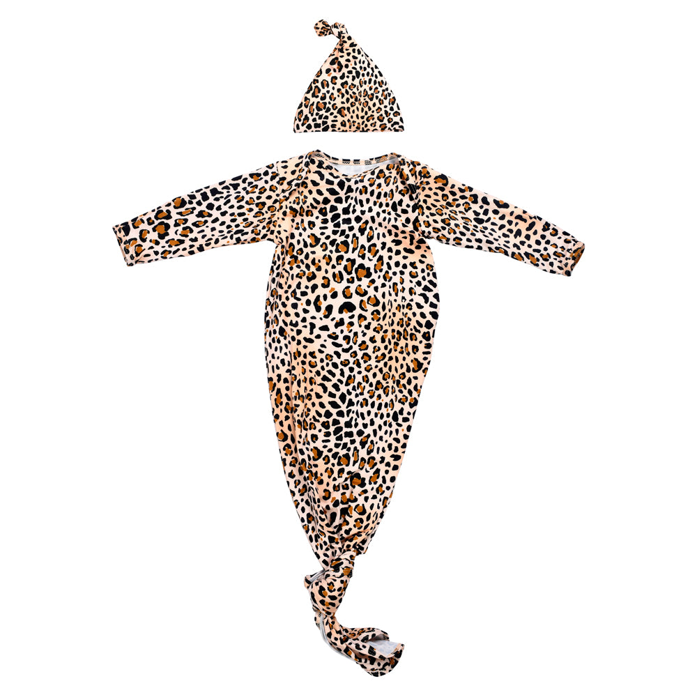 Leopard Knotted Baby Gown