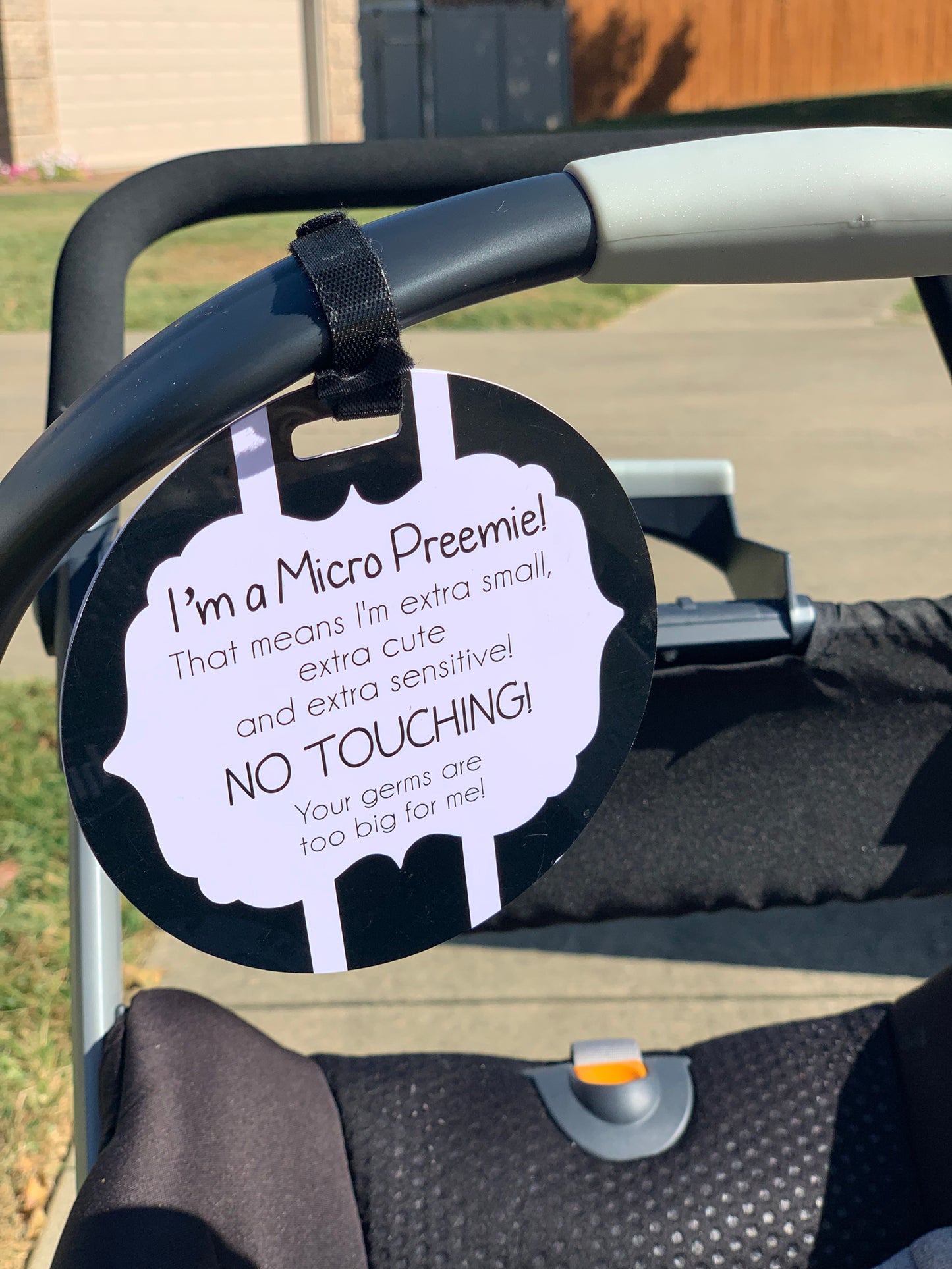 Micro Preemie No Touching Car Seat Tag