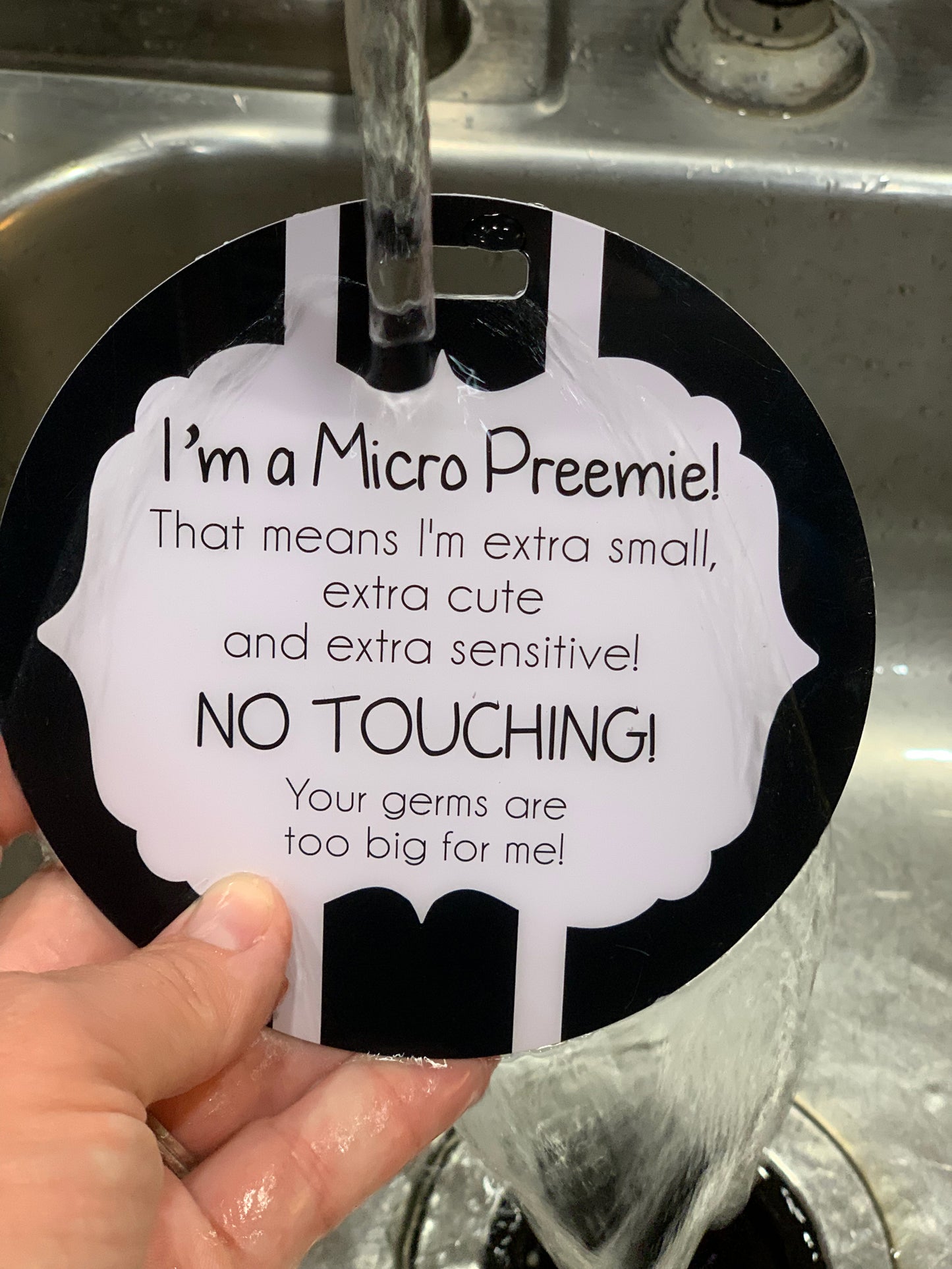 Micro Preemie No Touching Car Seat Tag