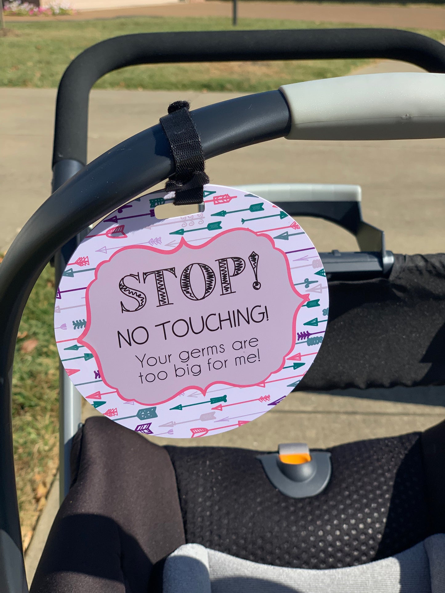 Stop No Touching Girl Arrows Tag