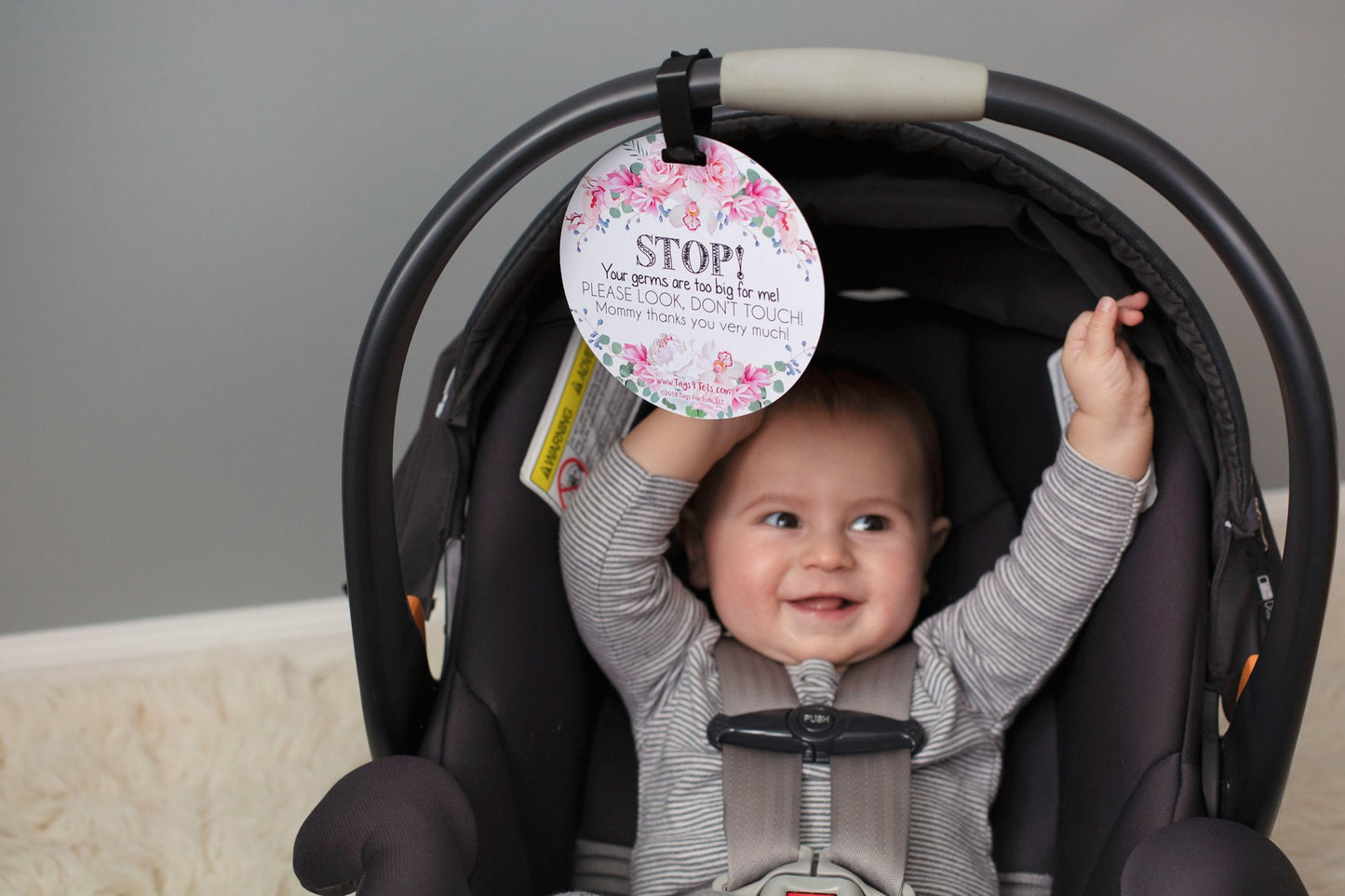 Stop Germs Too Big For Me Flower Tag