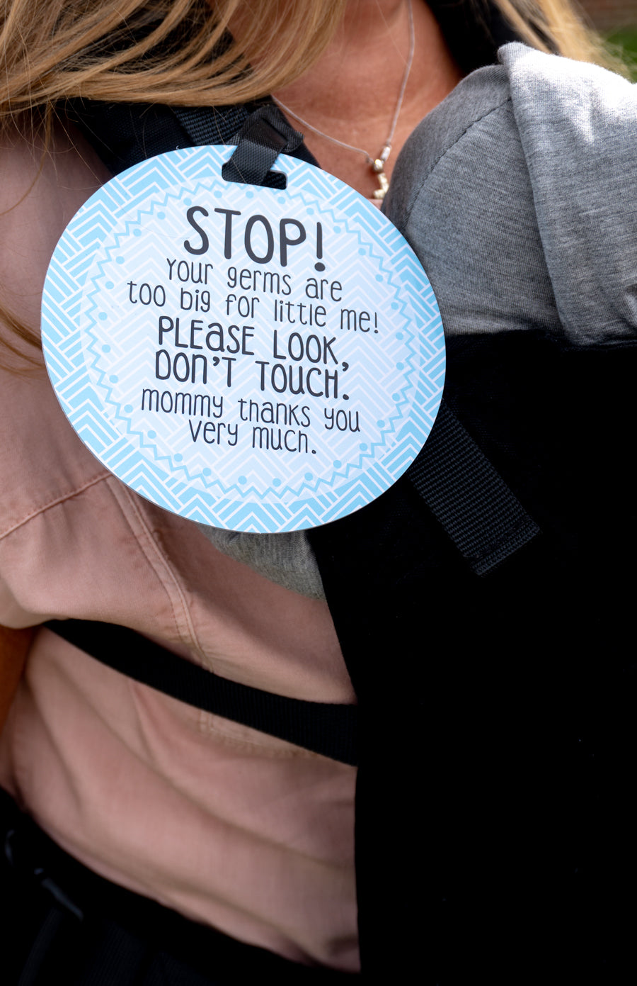 Blue Stop No Touching Tag