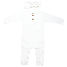 Load image into Gallery viewer, Baby Ribbed Playsuit with pockets with Bow