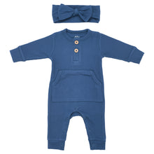 Load image into Gallery viewer, Baby Ribbed Playsuit with pockets with Bow