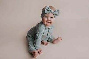 Baby Ribbed Playsuit with pockets with Bow