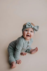 Baby Ribbed Playsuit with pockets with Bow