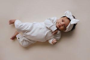 Baby Ribbed Playsuit with pockets with Bow