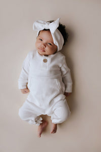 Baby Ribbed Playsuit with pockets with Bow