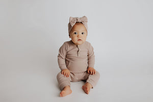 Baby Ribbed Playsuit with pockets with Bow