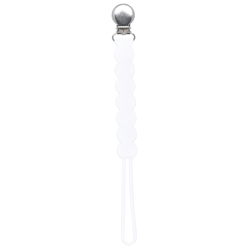 Twist White Silicone Pacifier Clip