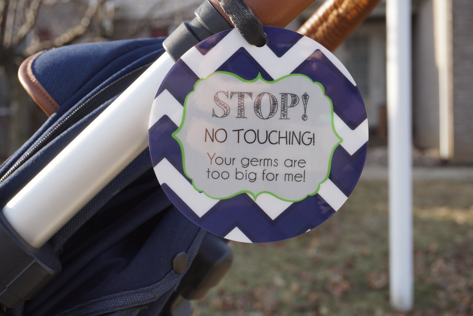 Newborn baby boy seahawk car seat sign to not touch baby stroller