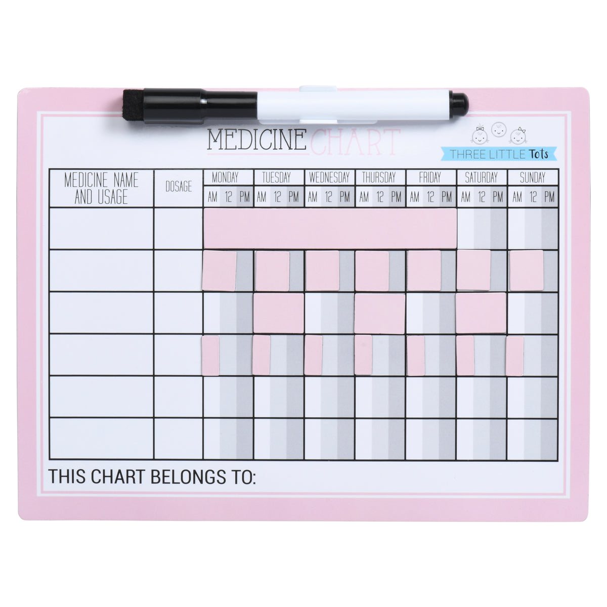 Pink Rule Chart Pink Medicine Chart – Wholesale Three Little Tots