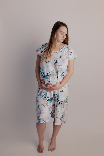 Watercolor Flower Labor & Delivery Gown