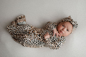 Leopard Knotted Baby Gown