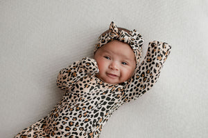 Leopard Knotted Baby Gown