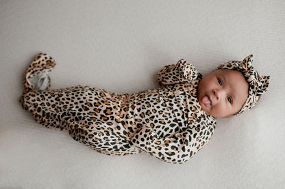 Leopard Knotted Baby Gown