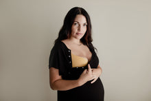 Load image into Gallery viewer, Ribbed Black Labor and Delivery/ Nursing Gown