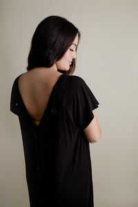 Ribbed Black Labor and Delivery/ Nursing Gown