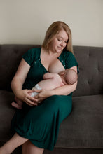 Load image into Gallery viewer, Ribbed Forest Green Labor and Delivery/ Nursing Gown