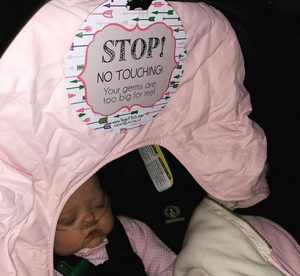 Stop No Touching Girl Arrows Tag