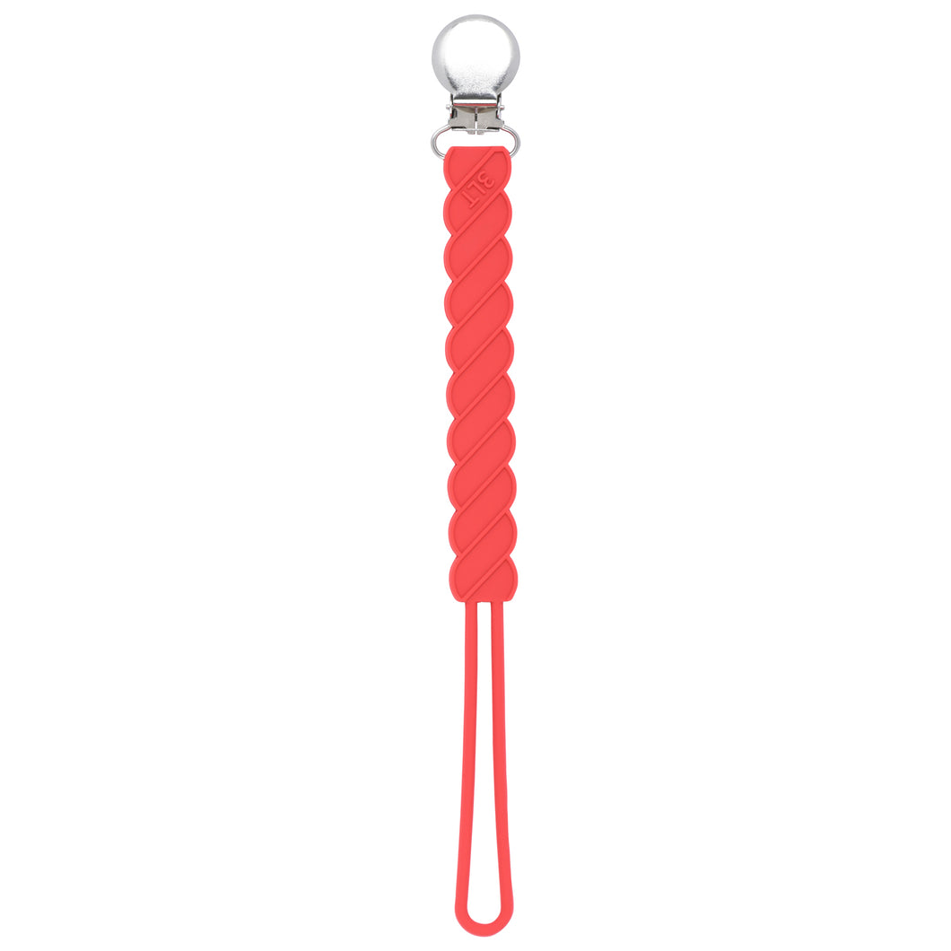 Twist Red Silicone Pacifier Clip