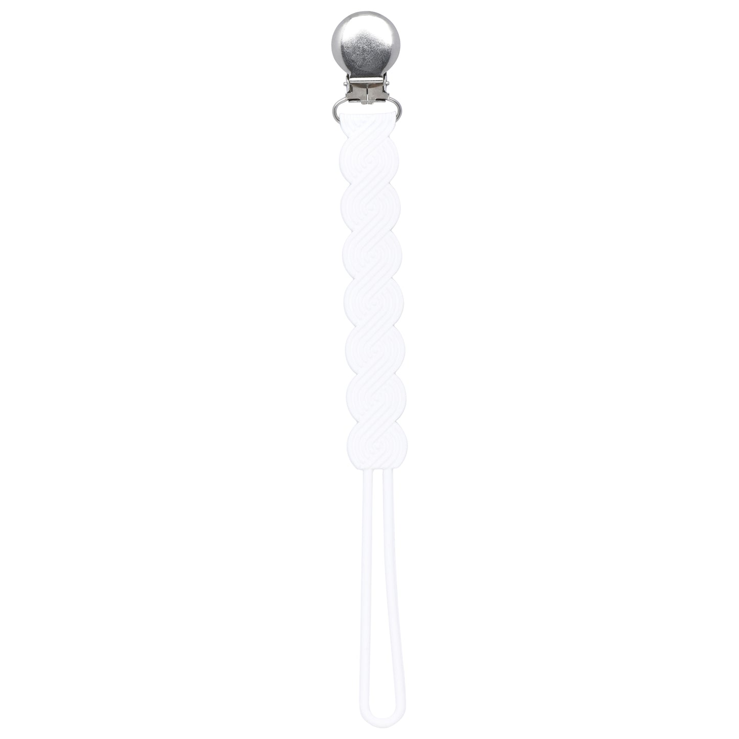 Waverly White Silicone Pacifier Clip