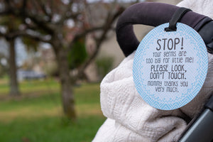 Blue Stop No Touching Tag