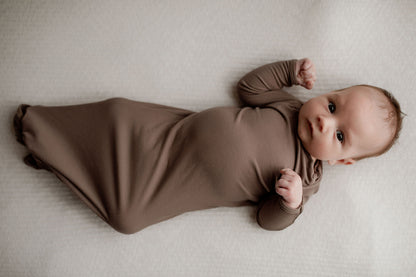 Cocoa Ribbed Knotted Gowns