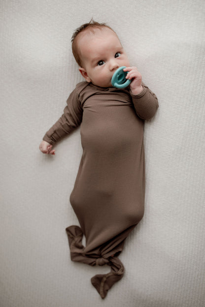 Cocoa Ribbed Knotted Gowns