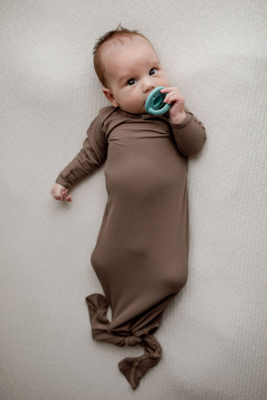 Cocoa Ribbed Knotted Gowns