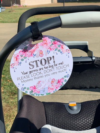 Stop Germs Too Big For Me Flower Tag