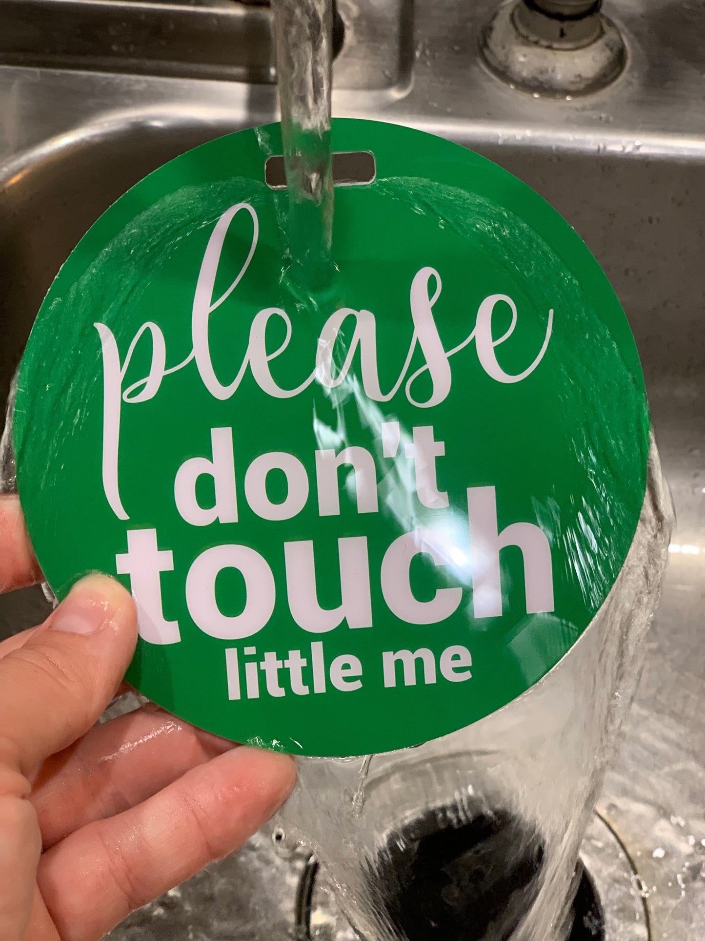 Green Please Don't Touch Little Me Tag